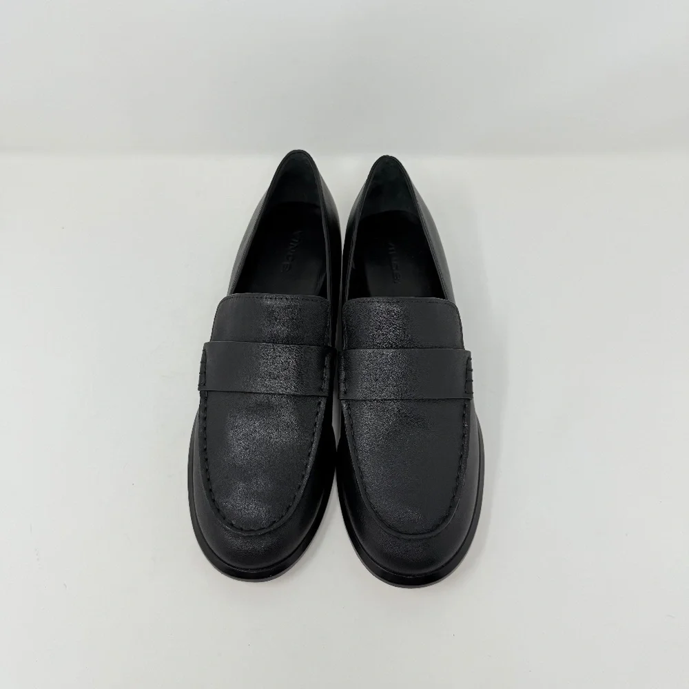 New Vince Nelli Leather Loafer Black Leather Sz 8 - Picture 9 of 14